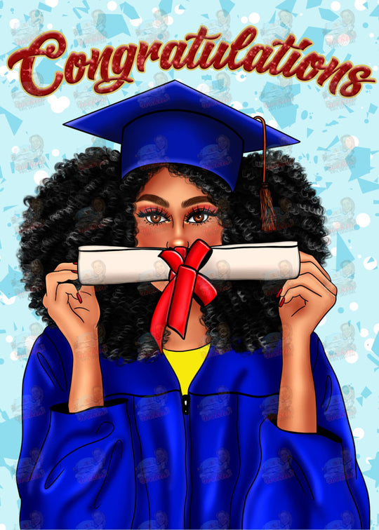 Grad Diploma Greeting Cards Blue/Light Card