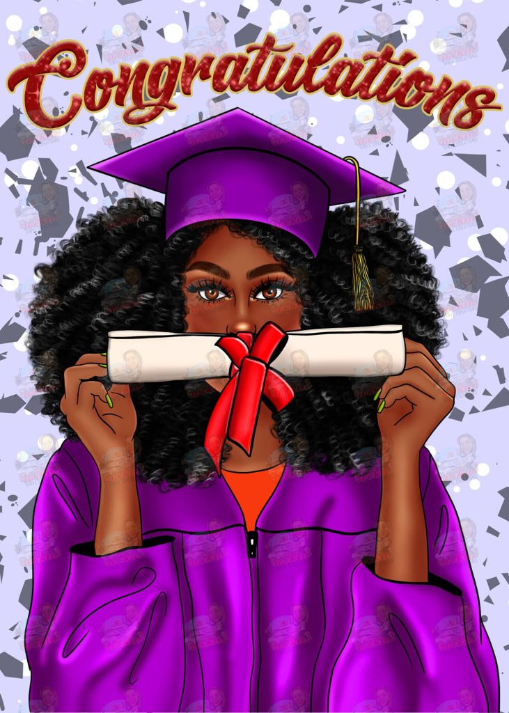 Grad Diploma Greeting Cards Purple/Brown Card