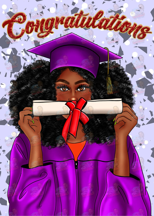Grad Diploma Greeting Cards Purple/Brown Card