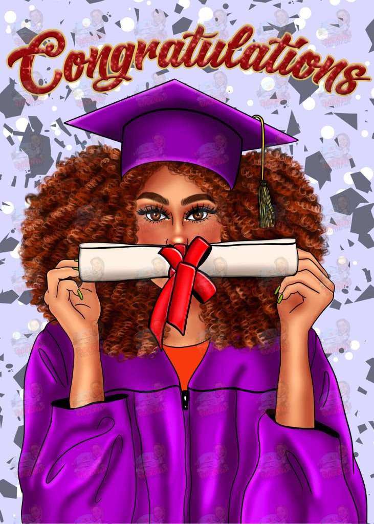 Grad Diploma Greeting Cards Purple/Light Card