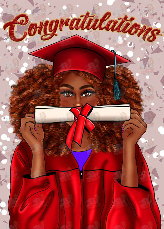 Grad Diploma Greeting Cards Red/Brown Card