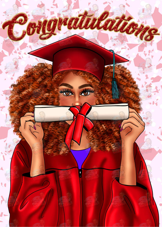 Grad Diploma Greeting Cards Red/Light Card