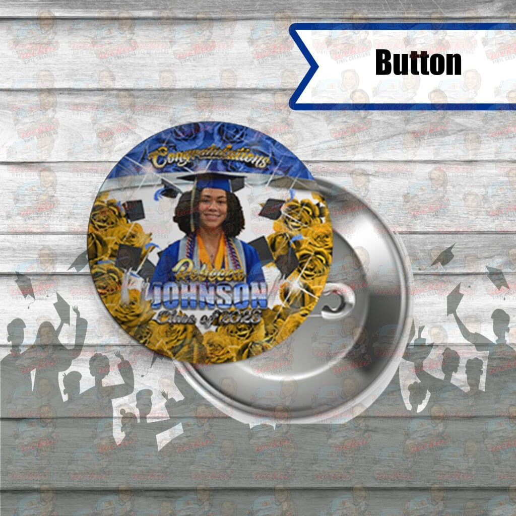 Grad Flower Button | Rockin Vinyl Creations