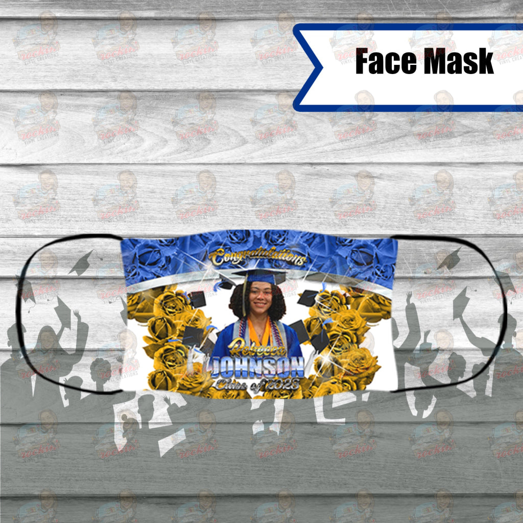 Grad Flower Mask | Rockin Vinyl Creations