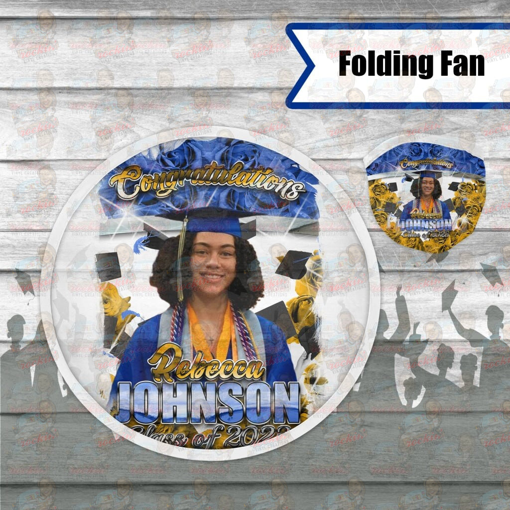 Grad Flowers Folding Fan | Rockin Vinyl Creations