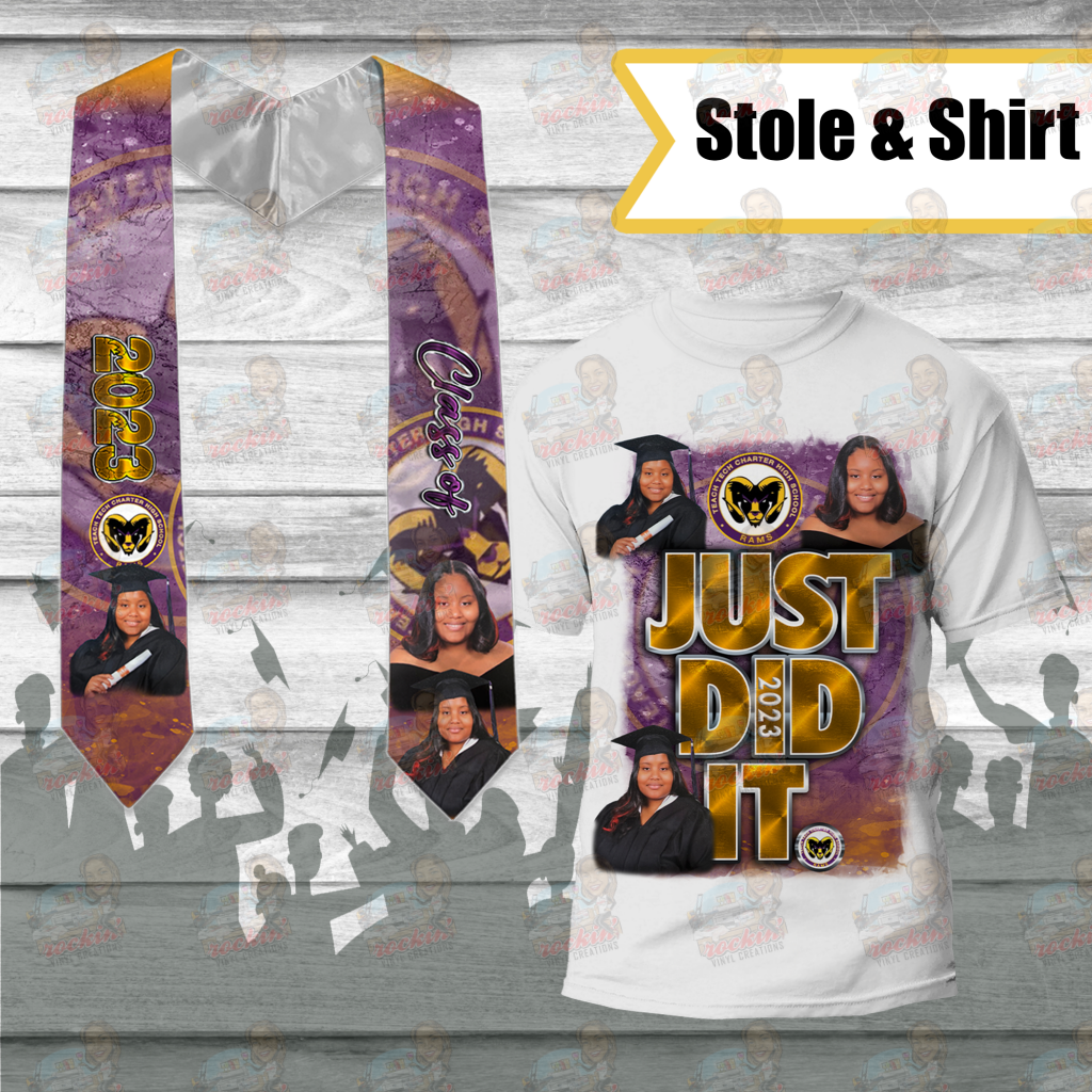 Grad Just Did It Shirt And Stole Bundle | Rockin Vinyl Creations