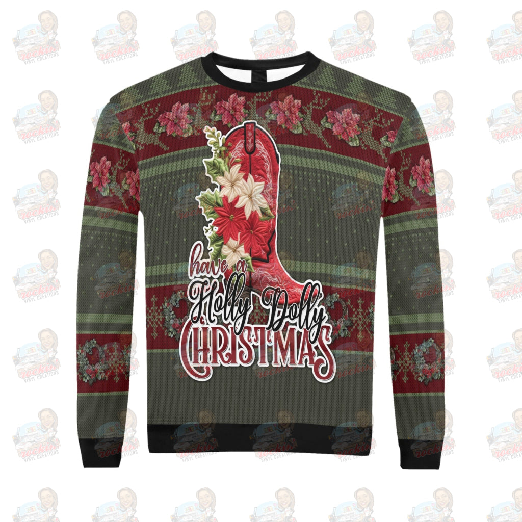 Holly Dolly Boot All Over Print Crewneck Sweatshirt For Men (H18)