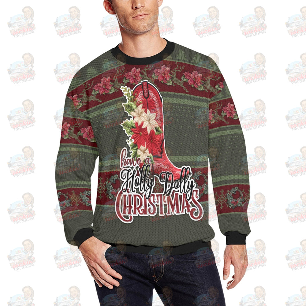 Holly Dolly Boot All Over Print Crewneck Sweatshirt S For Men (H18)