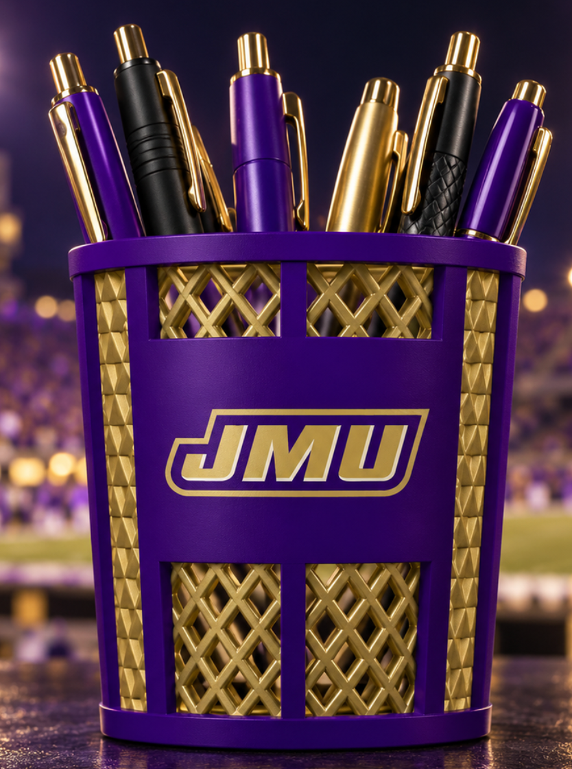JMU Dukes pen holder trash can lifestyle image