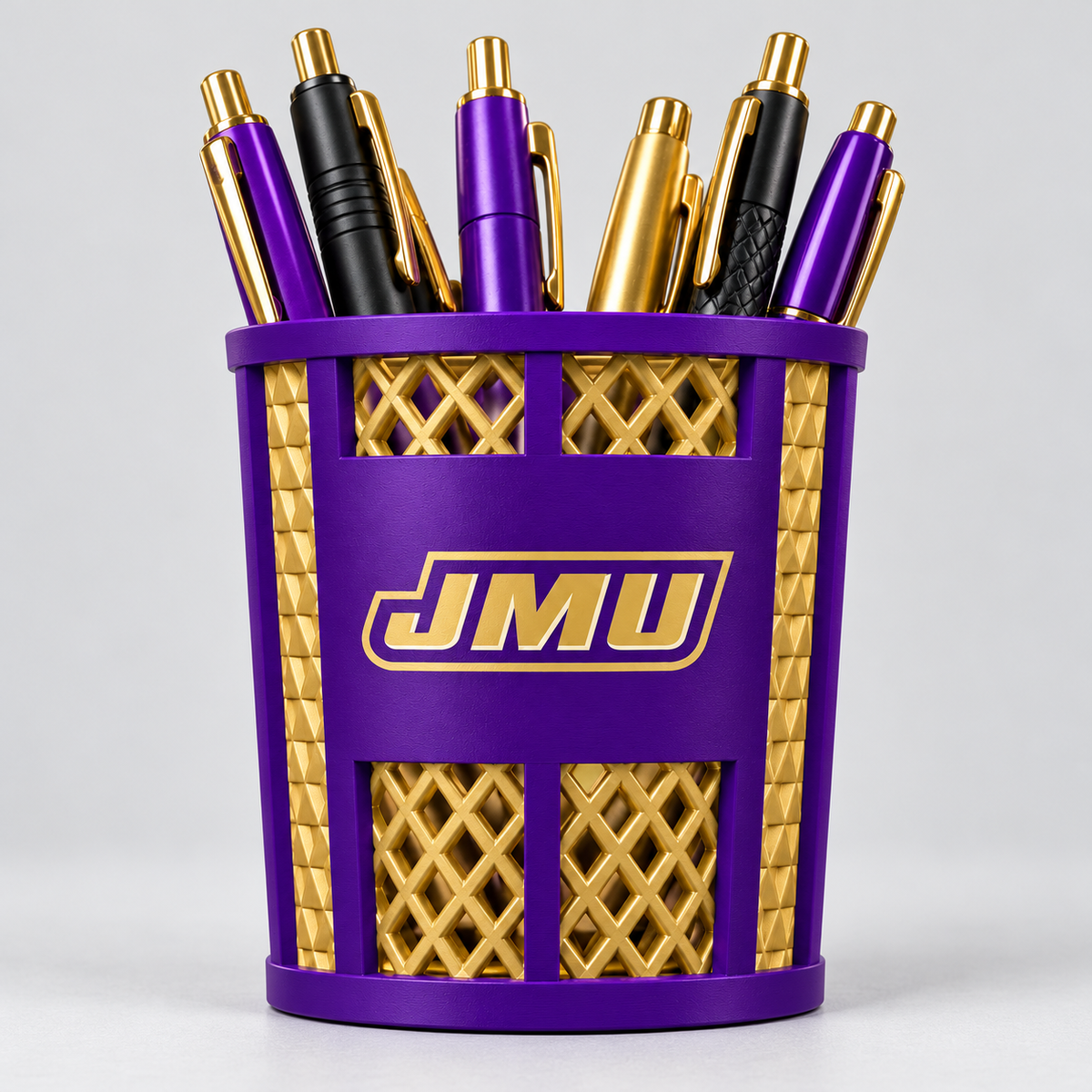 JMU Dukes pen holder trash can main image