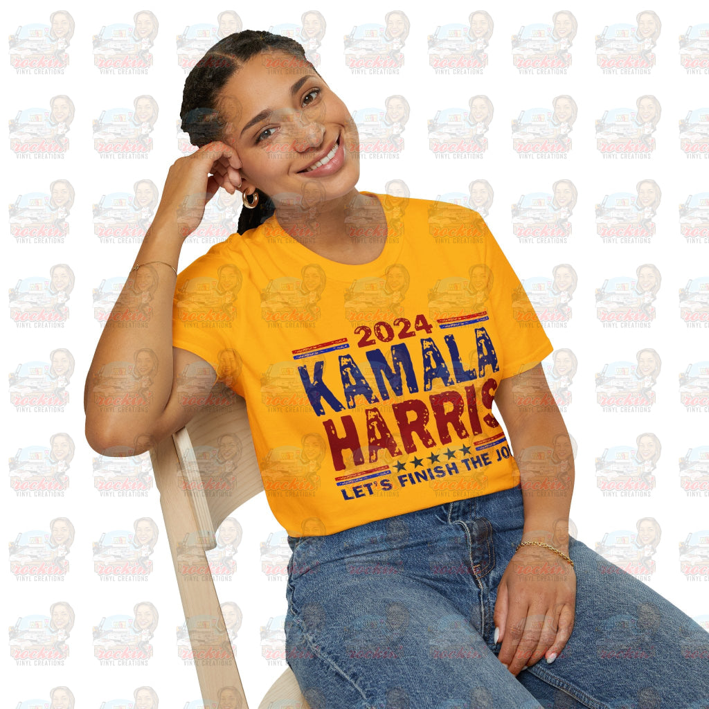 Kamala Finish The Job Unisex Softstyle T-Shirt | Rockin’ Vinyl Creations