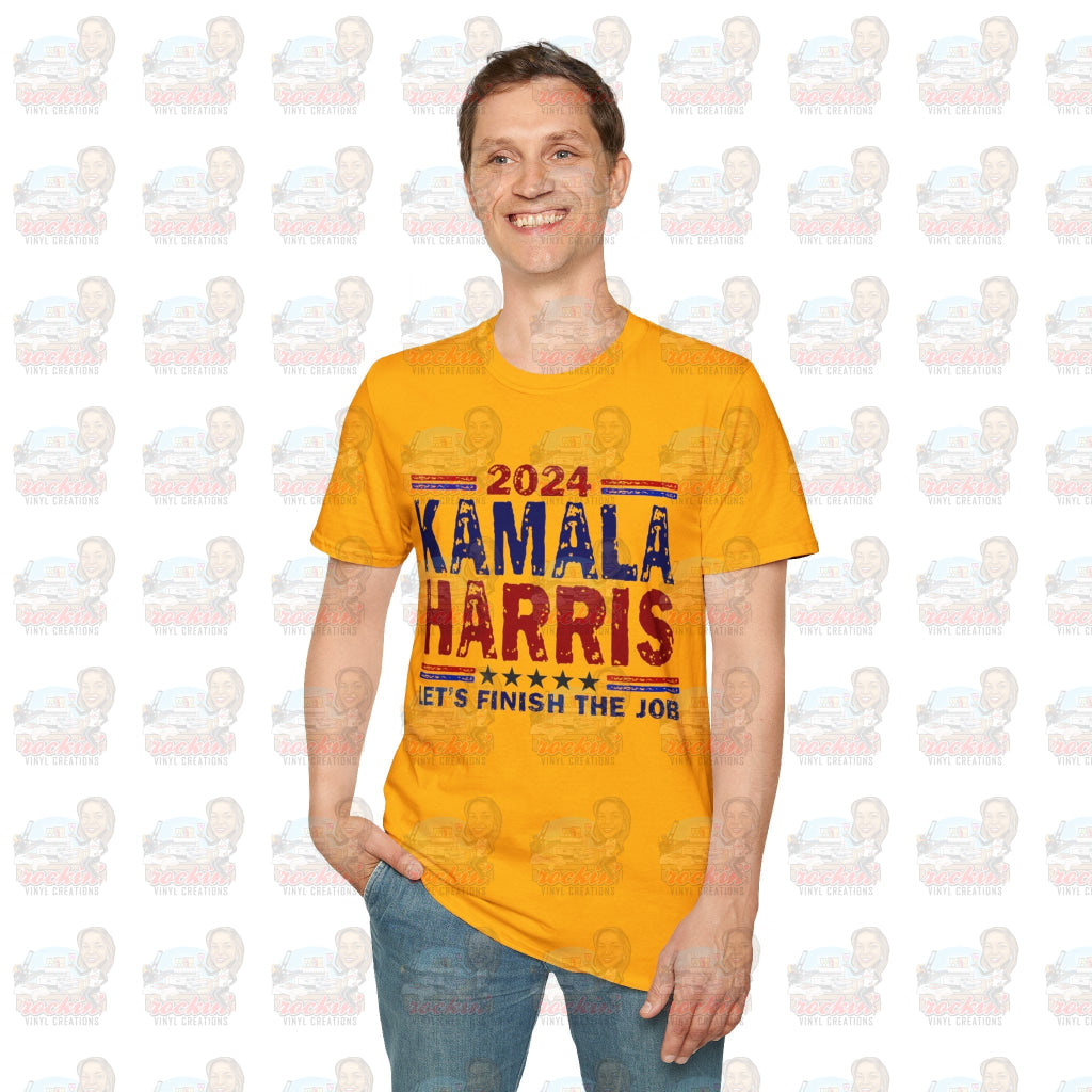 Kamala Finish The Job Unisex Softstyle T-Shirt | Rockin’ Vinyl Creations