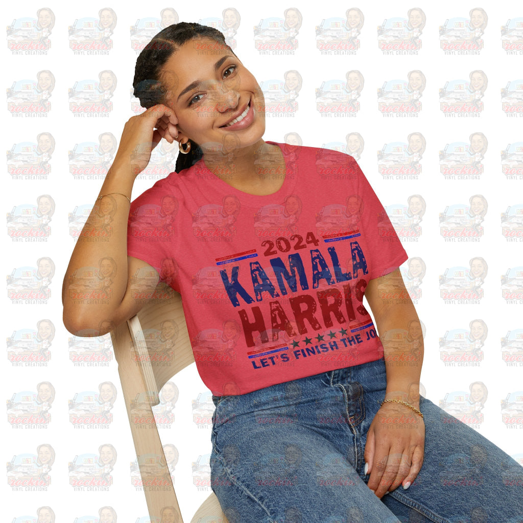 Kamala Finish The Job Unisex Softstyle T-Shirt | Rockin’ Vinyl Creations