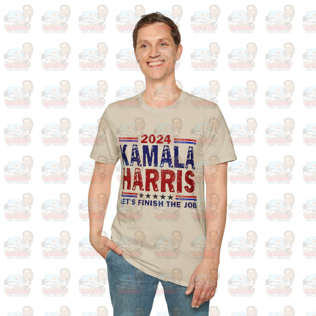 Kamala Finish The Job Unisex Softstyle T-Shirt | Rockin’ Vinyl Creations