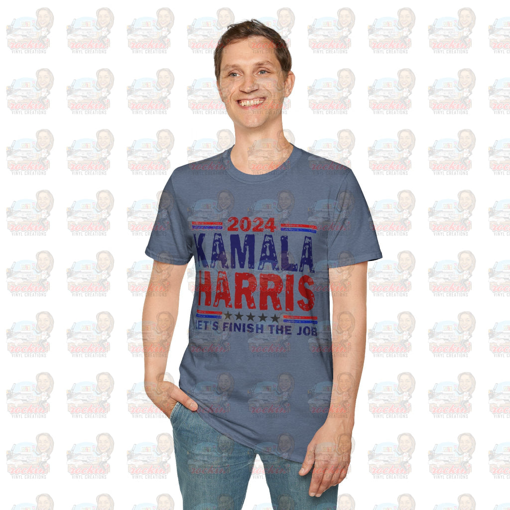 Kamala Finish The Job Unisex Softstyle T-Shirt | Rockin’ Vinyl Creations