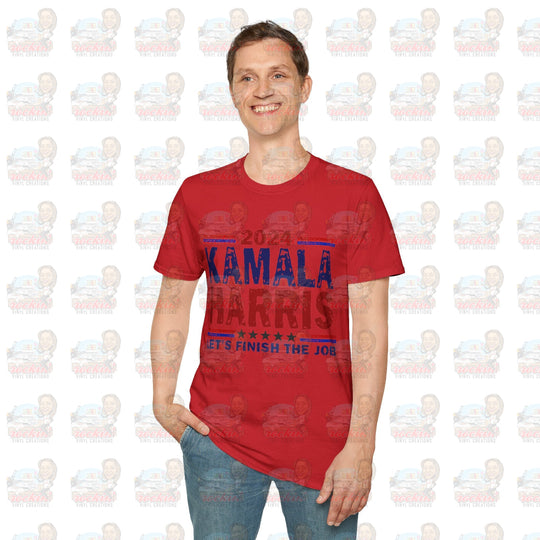 Kamala Finish The Job Unisex Softstyle T-Shirt | Rockin’ Vinyl Creations