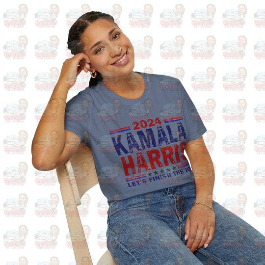 Kamala Finish The Job Unisex Softstyle T-Shirt | Rockin’ Vinyl Creations