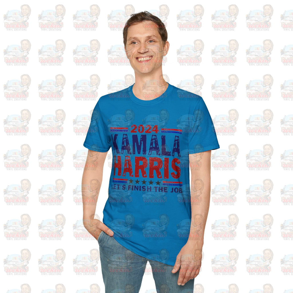 Kamala Finish The Job Unisex Softstyle T-Shirt | Rockin’ Vinyl Creations