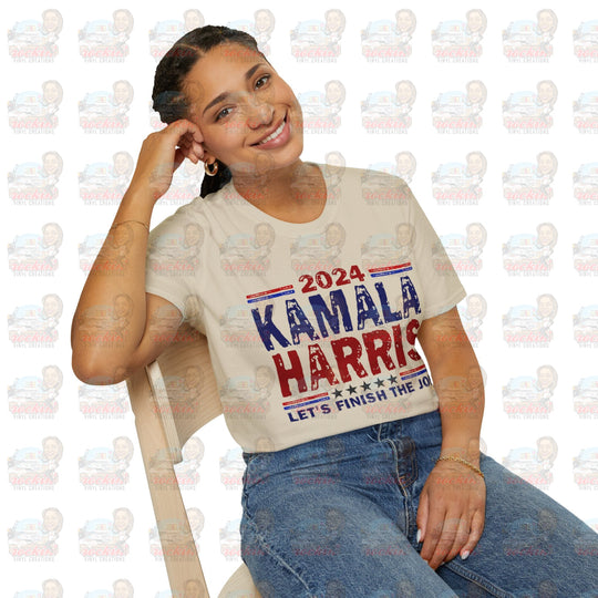 Kamala Finish The Job Unisex Softstyle T-Shirt | Rockin’ Vinyl Creations