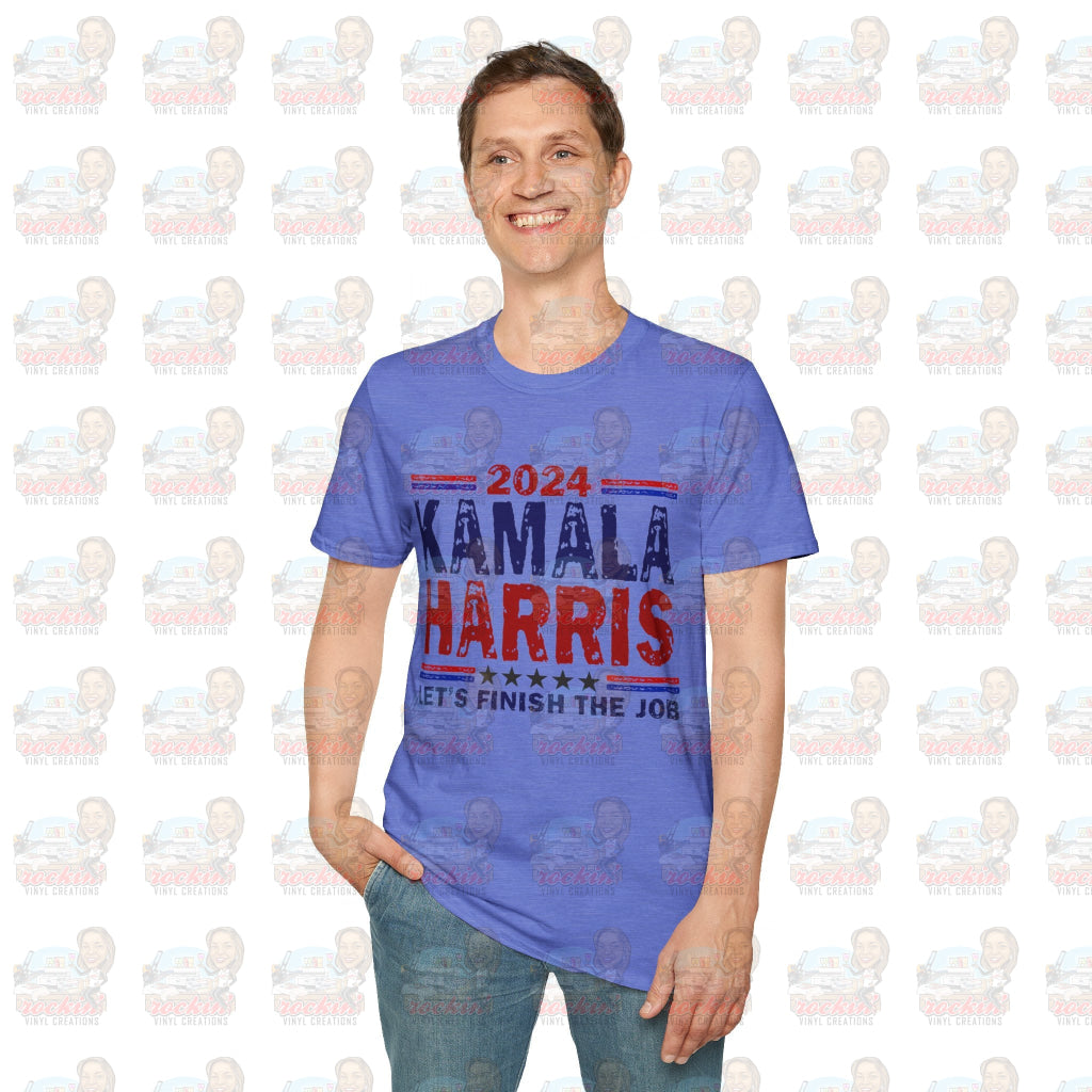 Kamala Finish The Job Unisex Softstyle T-Shirt | Rockin’ Vinyl Creations