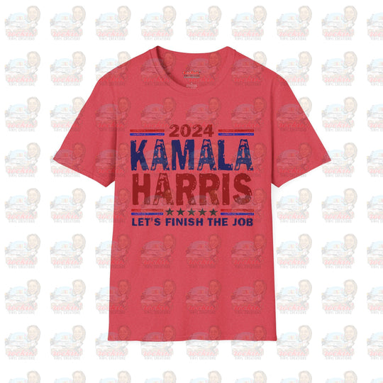 Kamala Finish The Job Unisex Softstyle T-Shirt | Rockin’ Vinyl Creations Heather Red / S