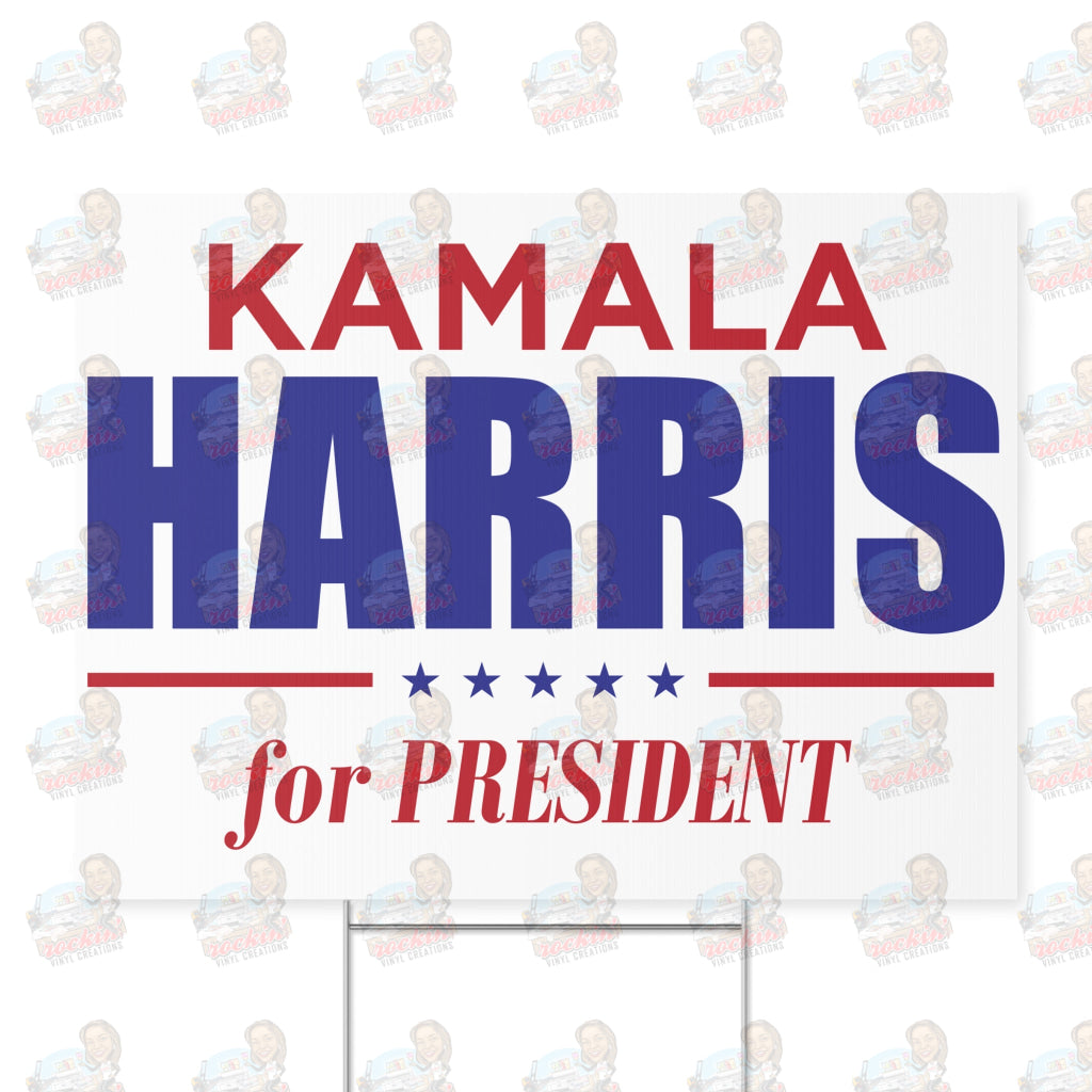 Kamala Harris Yard Sign | Rockin’ Vinyl Creations 18’ X 24’ / White Home Decor