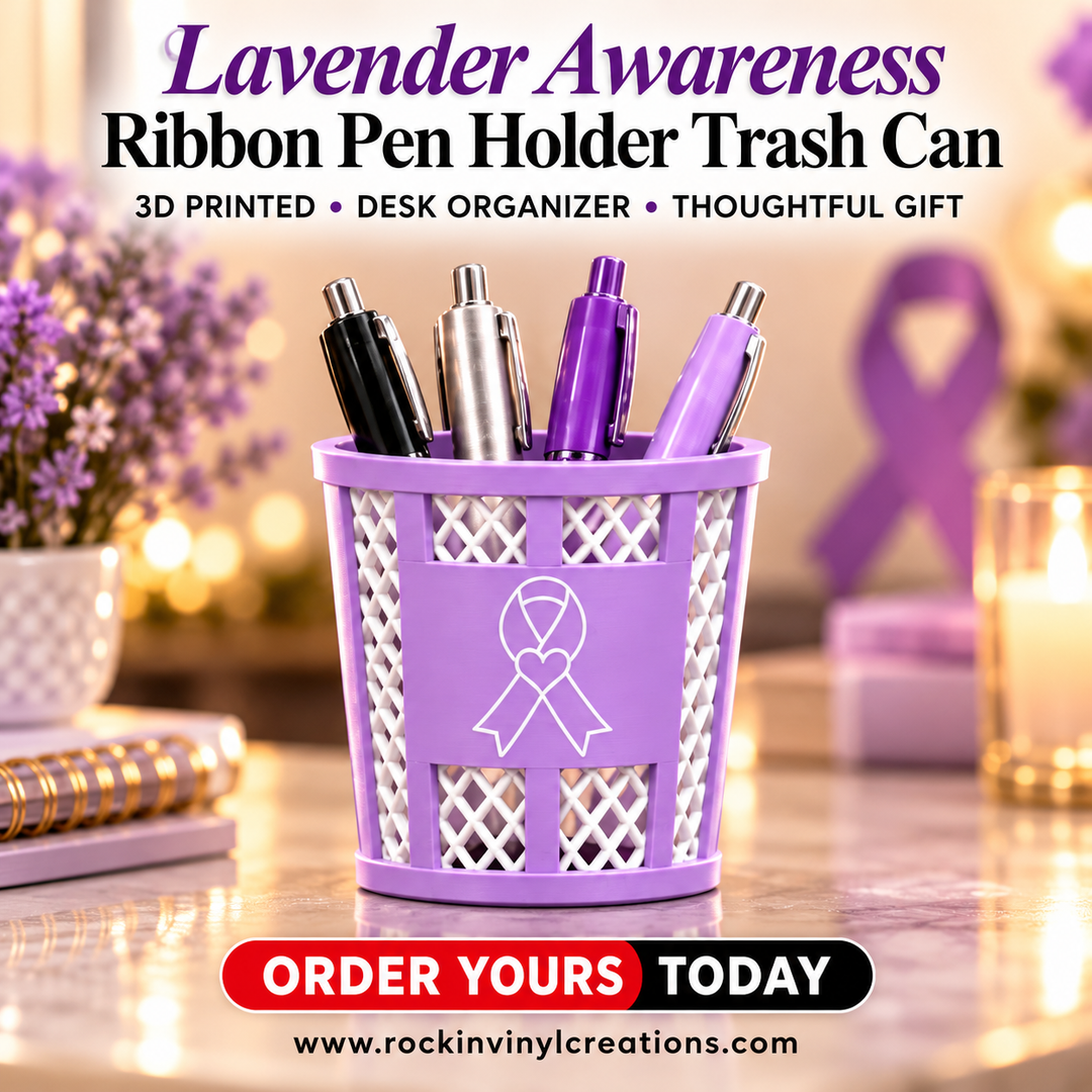 Lavender Awareness Ribbon Pen Holder Trash Can