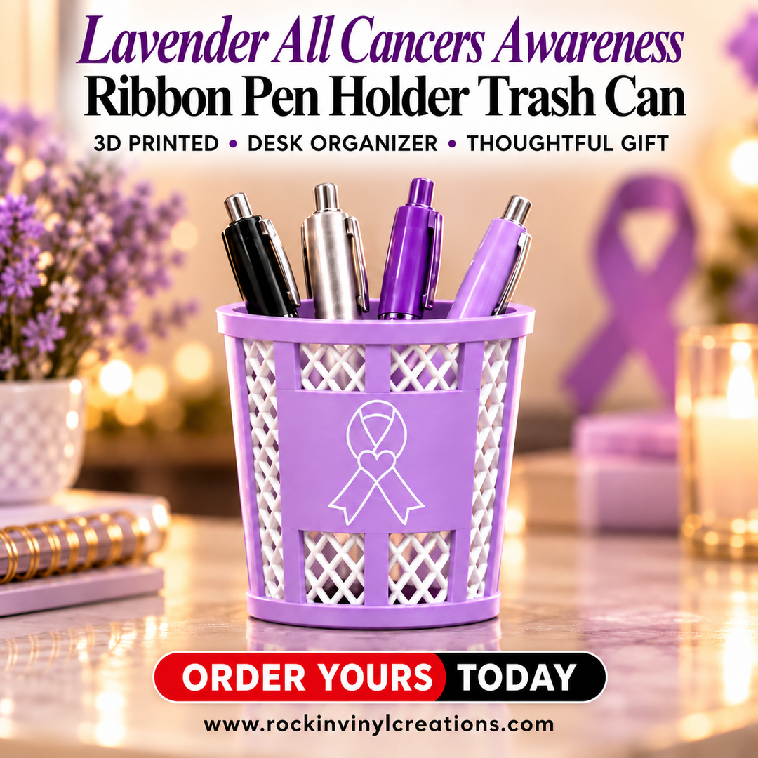 Lavender All Cancers Awareness Ribbon Pen Holder Trash Can