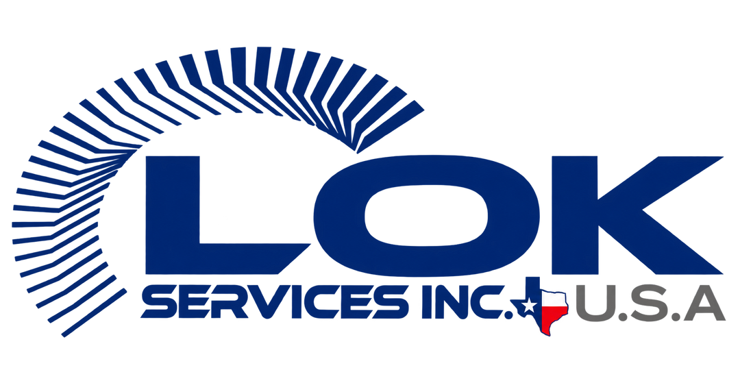 LOK Services Inc. U.S.A. navy blue company logo