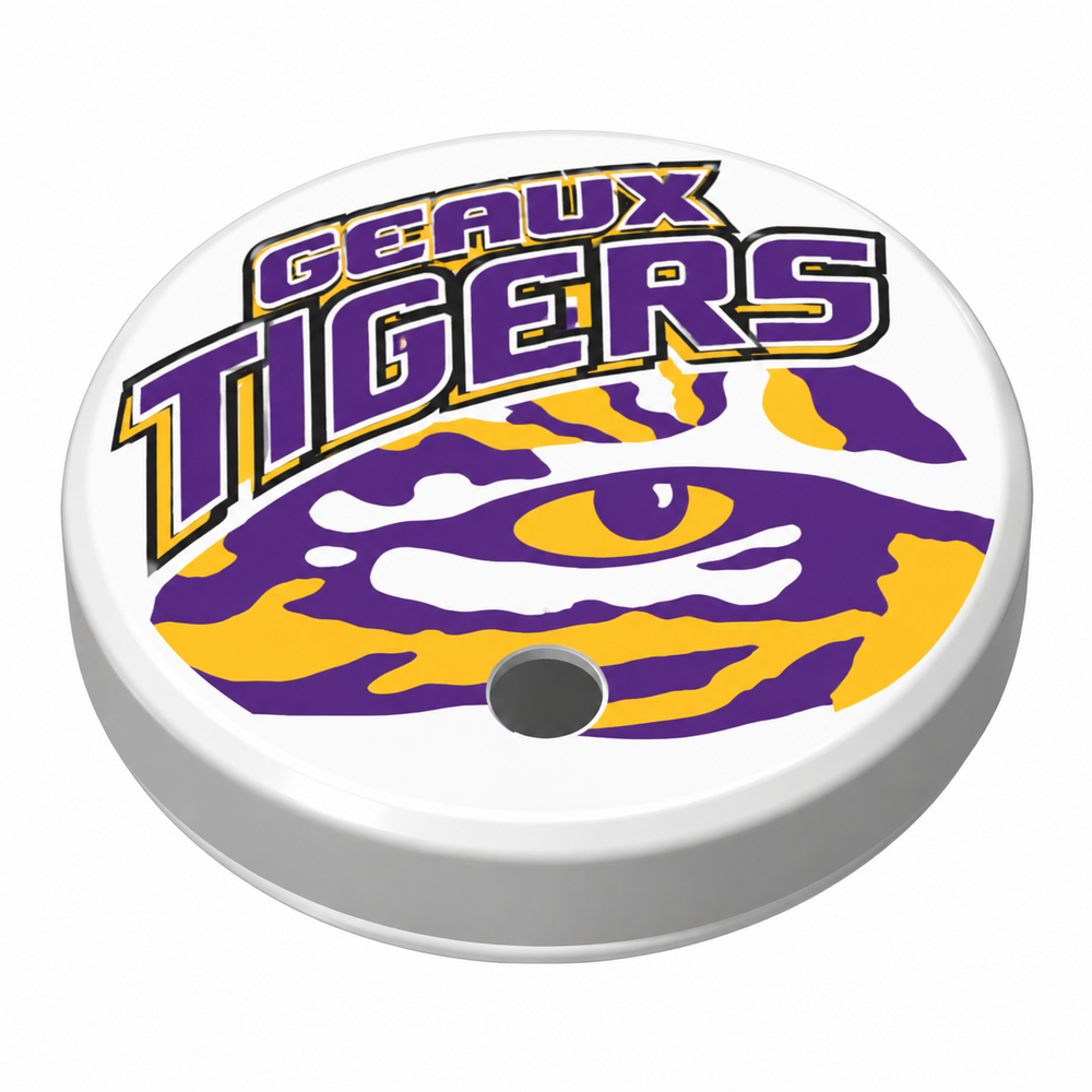 LSU can holder lid: Straw - Geaux Tigers Eye