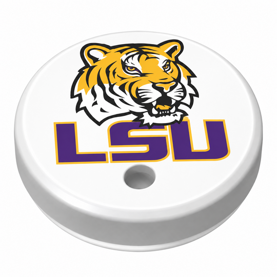 LSU can holder lid: Straw - Tiger Head