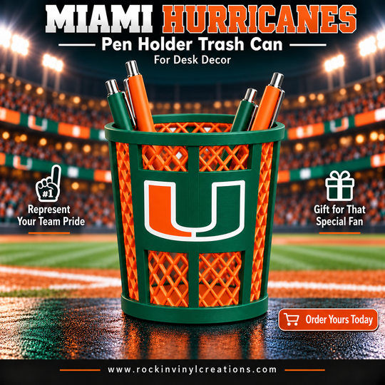 Miami Hurricanes pen holder trash can info image