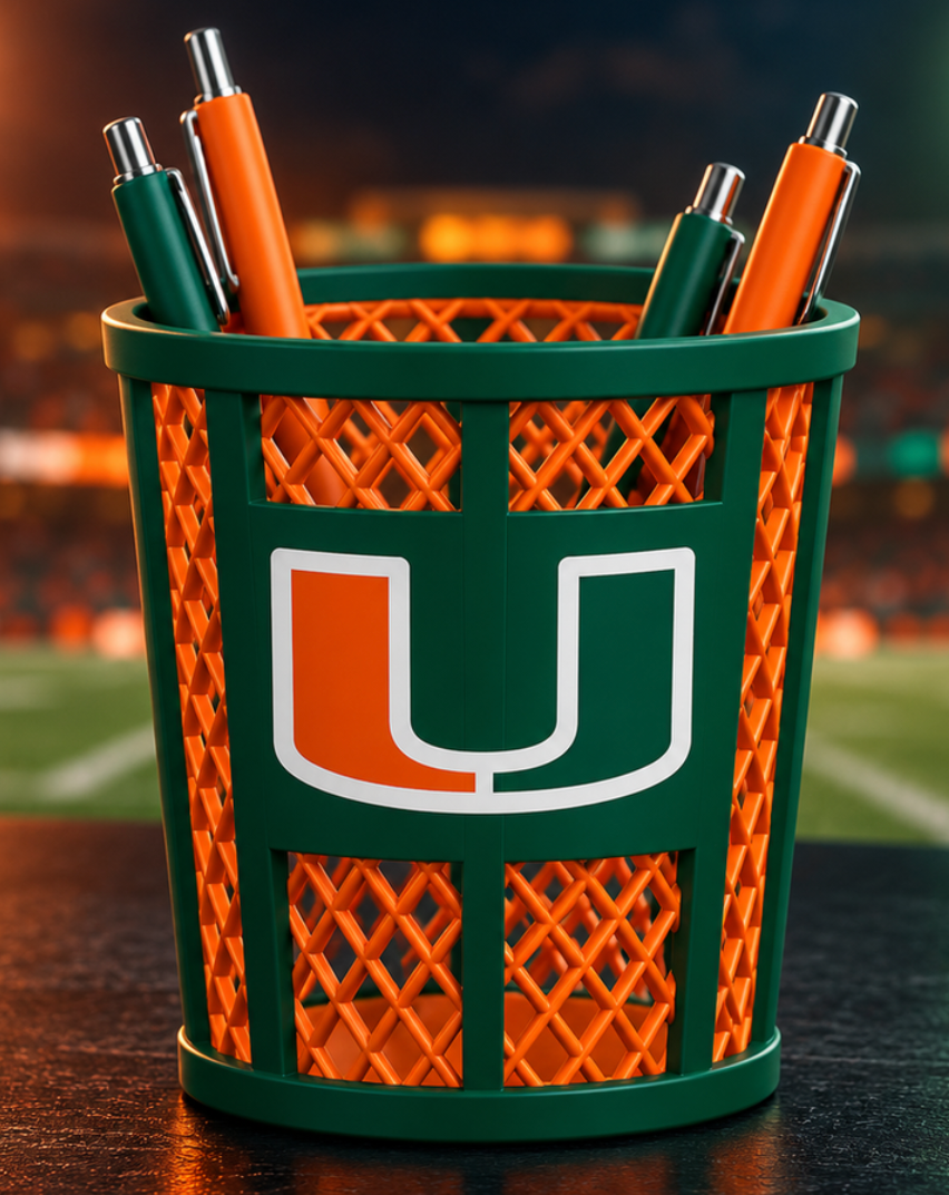 Miami Hurricanes pen holder trash can lifestyle image