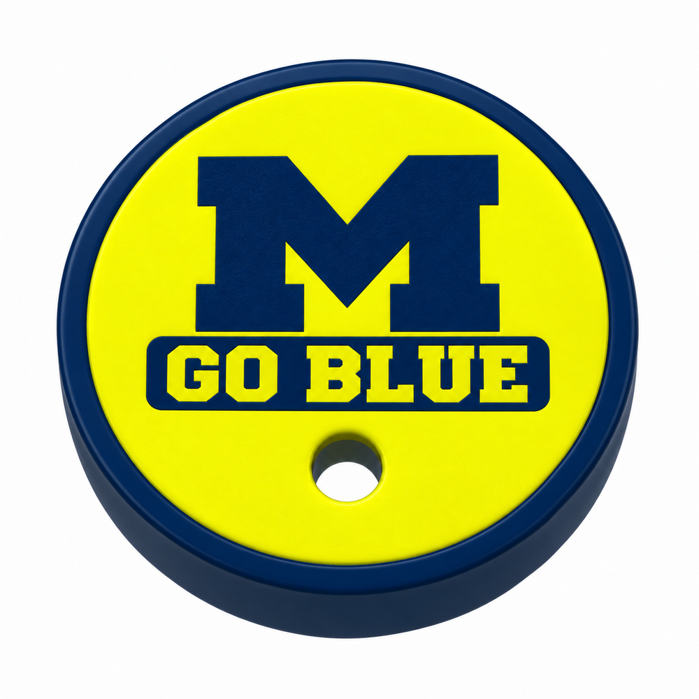 Michigan can holder lid: Straw - M Go Blue