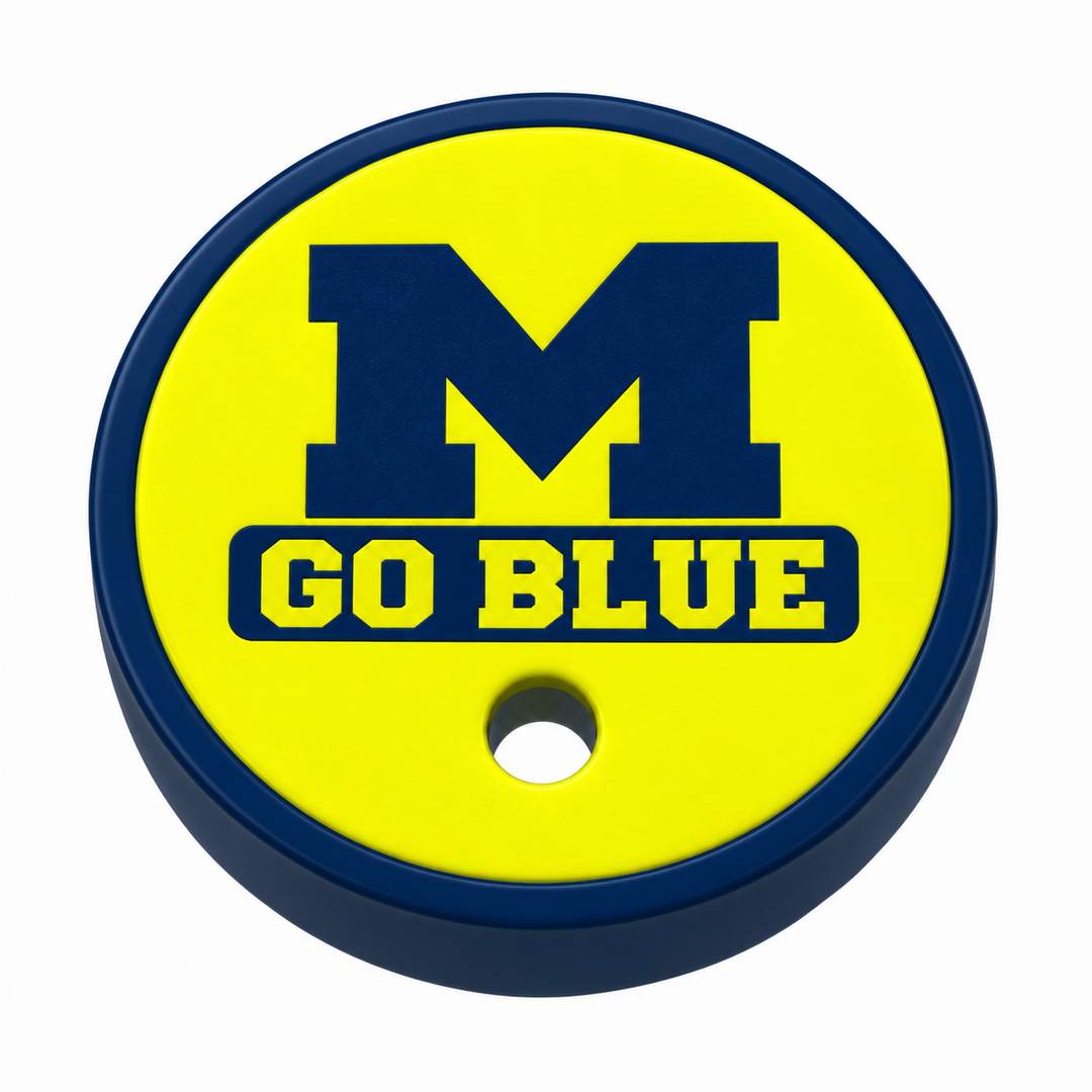 Michigan can holder lid: Straw - M Go Blue