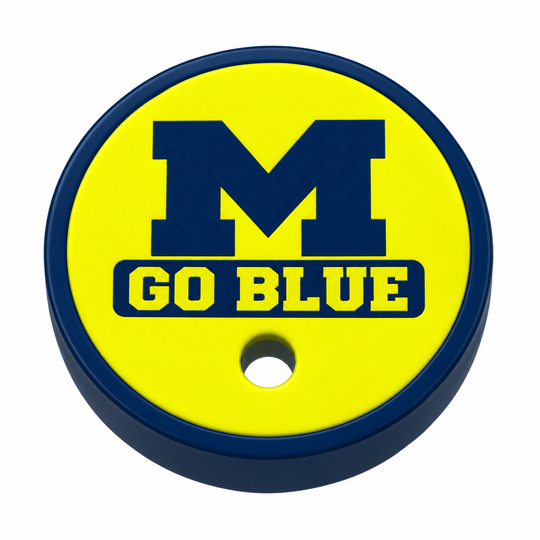 Michigan can holder lid: Straw - M Go Blue