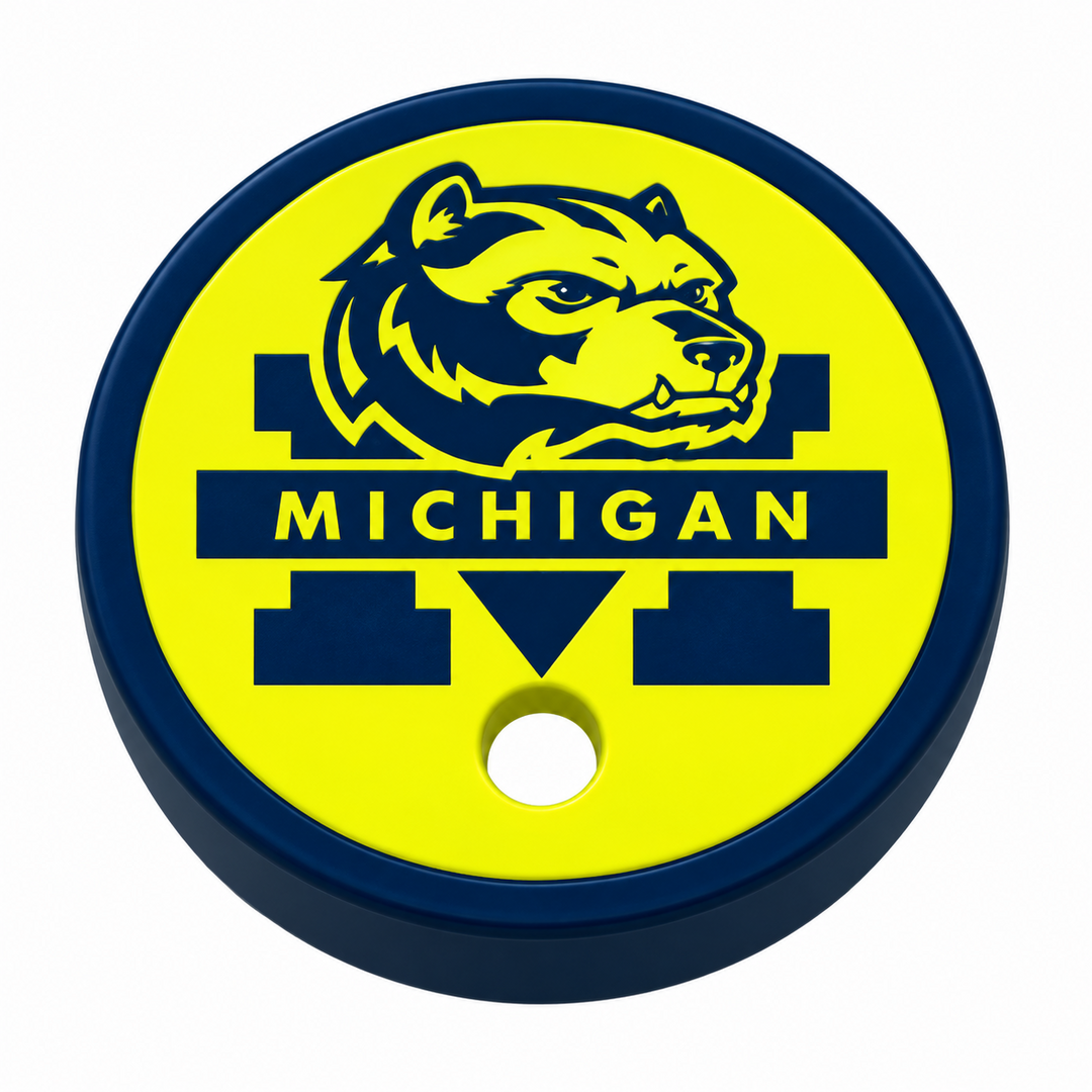 Michigan can holder lid: Straw - Michigan Wolverine