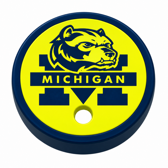 Michigan can holder lid: Straw - Michigan Wolverine