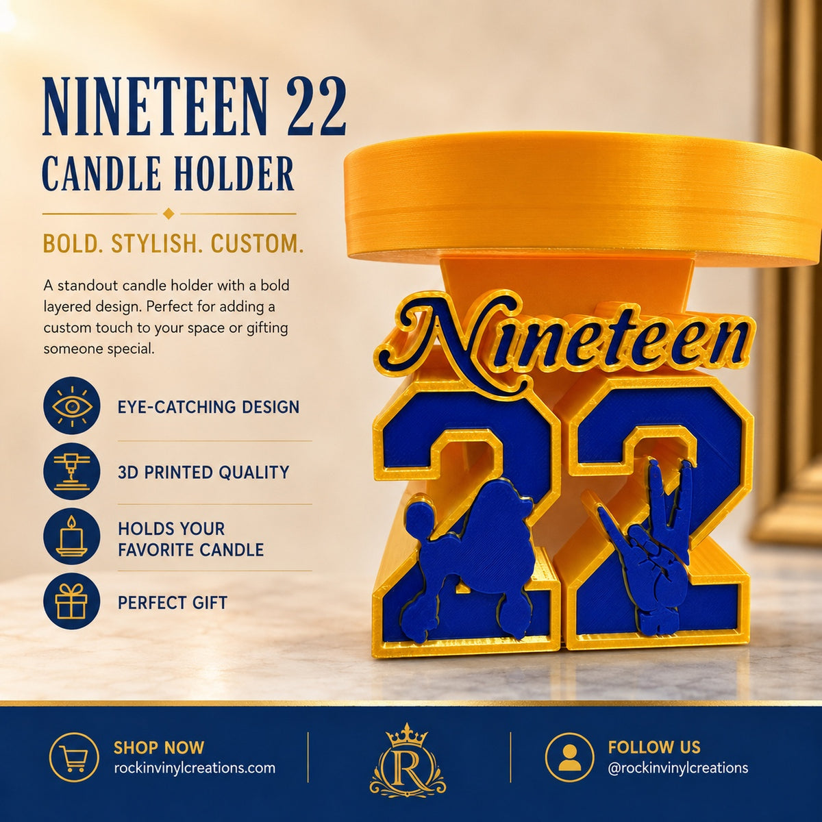 Nineteen 22 Candle Holder