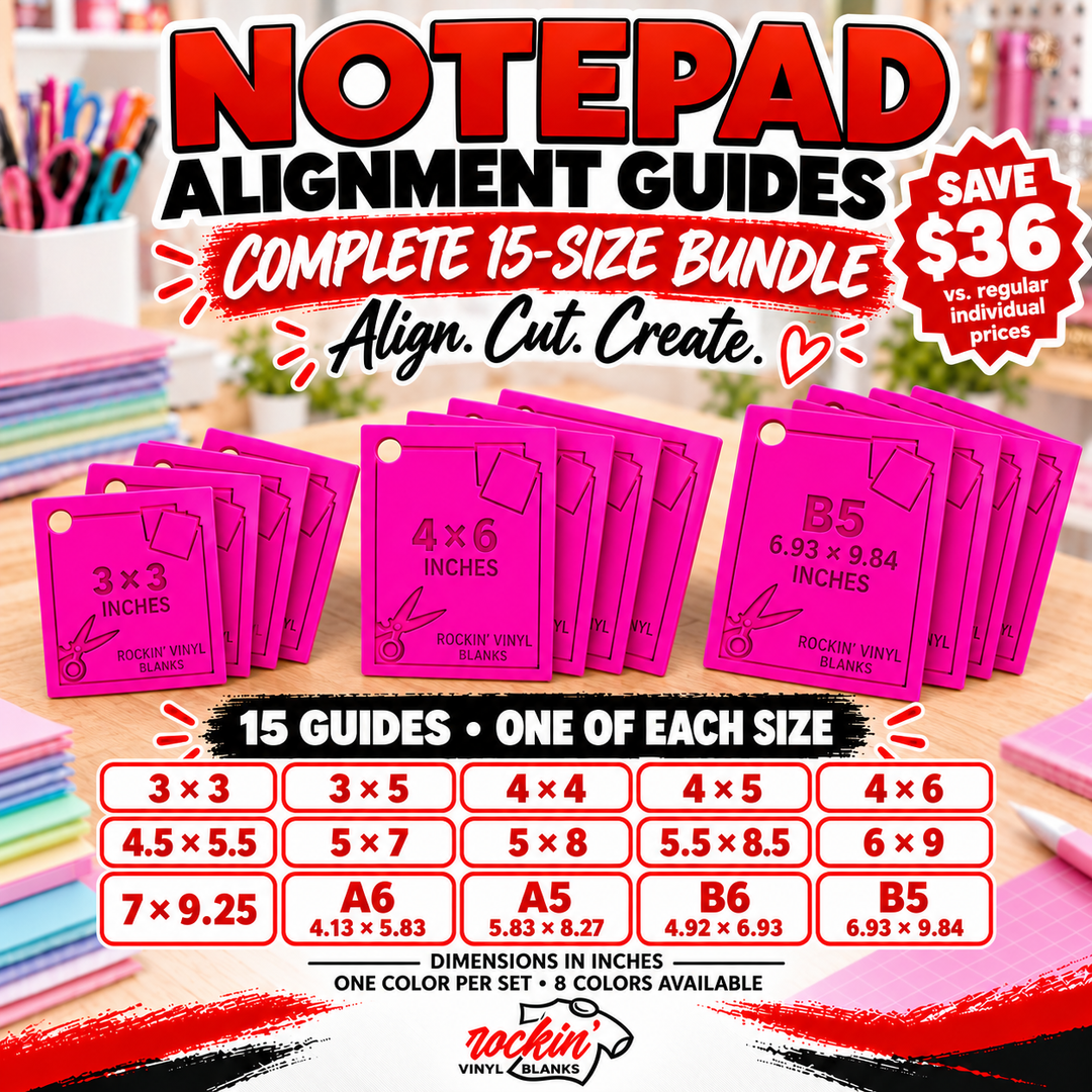Complete 15-Size Notepad Alignment Guide Bundle — one of every size; save $36 versus regular individual prices