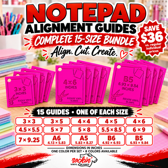 Complete 15-Size Notepad Alignment Guide Bundle — one of every size; save $36 versus regular individual prices