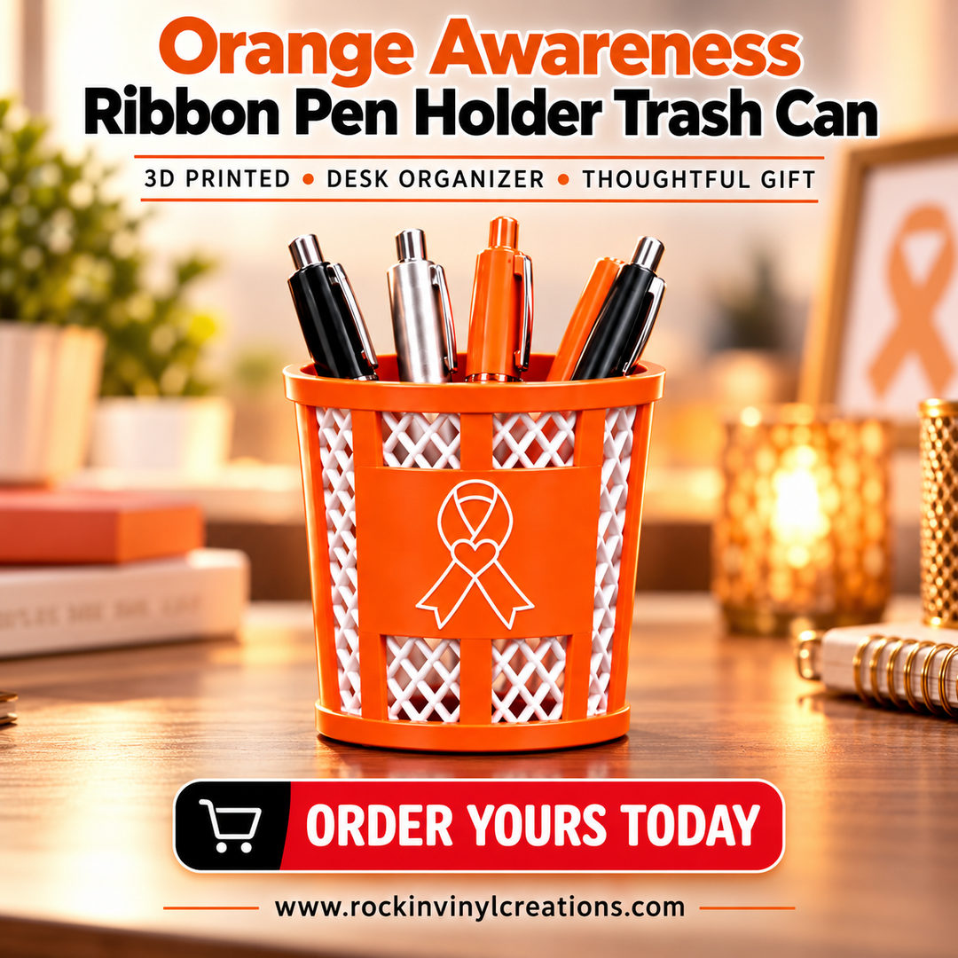 Orange Awareness Ribbon Pen Holder Trash Can