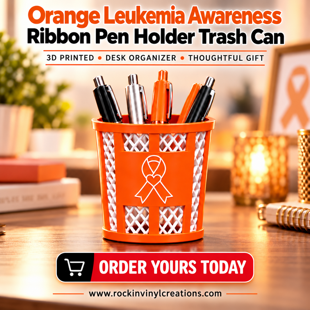 Orange Leukemia Awareness Ribbon Pen Holder Trash Can