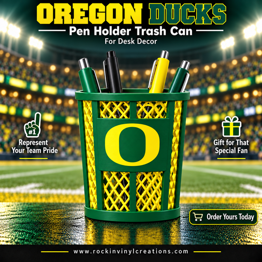 Oregon Ducks pen holder trash can info image