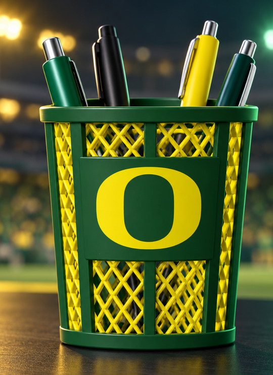 Oregon Ducks pen holder trash can lifestyle image