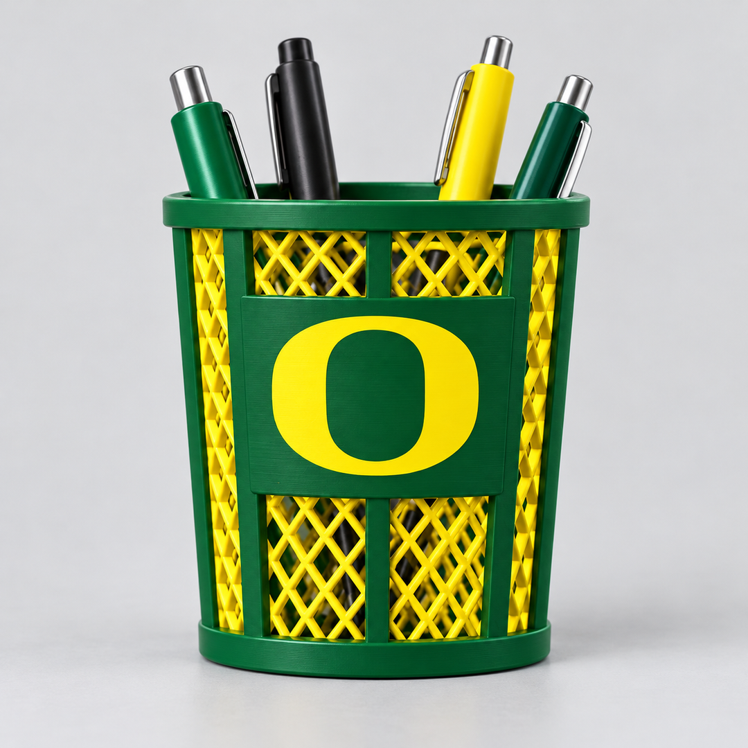 Oregon Ducks pen holder trash can main image