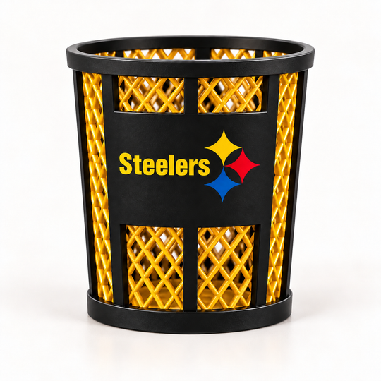 Pittsburgh Steelers pen holder with yellow Steelers lettering