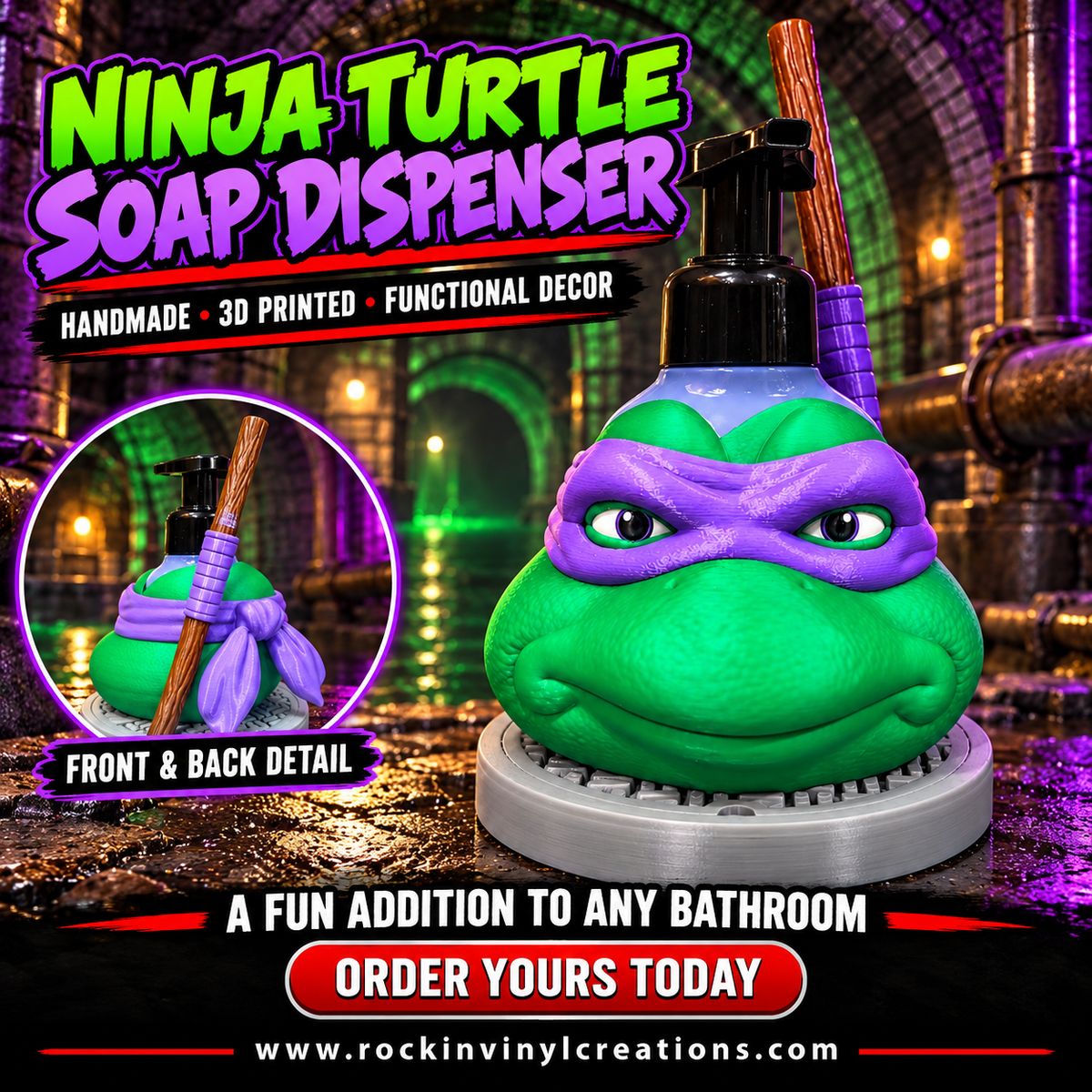 Purple Mask Ninja Turtle Soap Dispenser