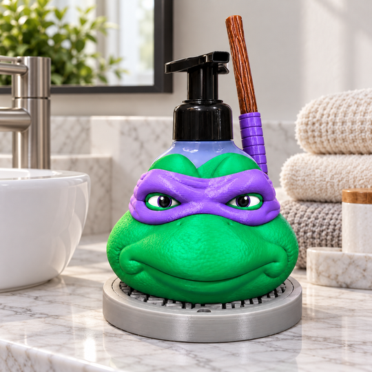 Purple Mask Ninja Turtle Soap Dispenser bathroom lifestyle mockup