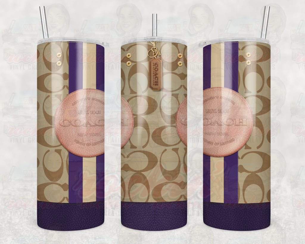 Purse Coach Tumbler | Rockin Vinyl Creations Purple